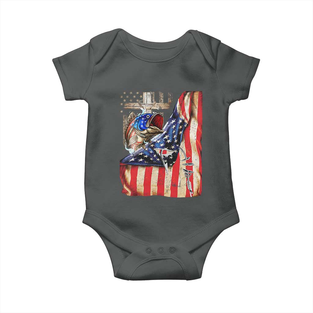 Fisherman Christian Fishing Vintage American Flag Baby Onesie TS11 Dark Heather Print Your Wear