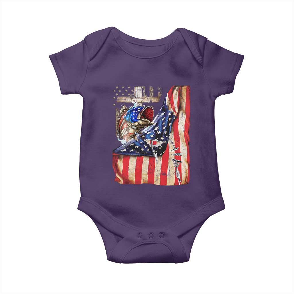 Fisherman Christian Fishing Vintage American Flag Baby Onesie TS11 Purple Print Your Wear