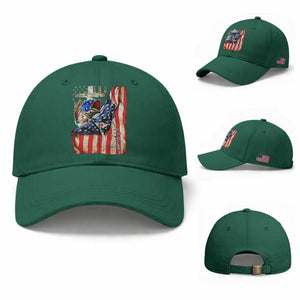 Fisherman Christian Fishing Vintage American Flag Baseball Cap TS11 Baseball Cap Universal Fit Irish Green Print Your Wear
