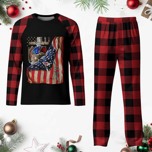 Fisherman Christian Fishing Vintage American Flag Plaid Pajama Set TS11 Buffalo Plaid Print Your Wear