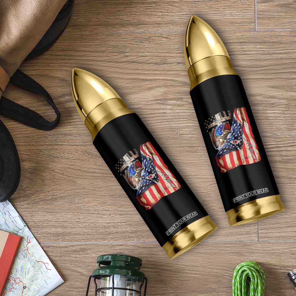 Fisherman Christian Fishing Vintage American Flag Bullet Tumbler TS11 Print Your Wear