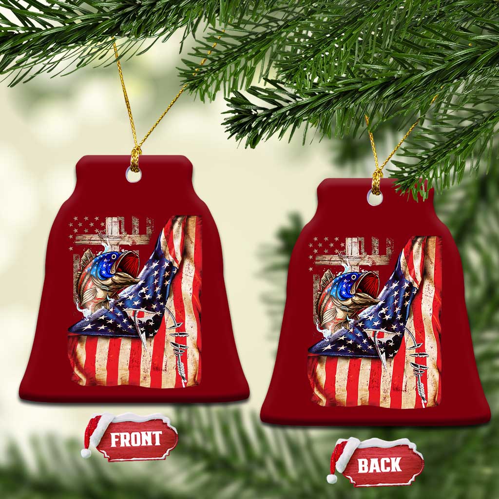 Fisherman Christian Fishing Vintage American Flag Ceramic Ornament TS11 Print Your Wear