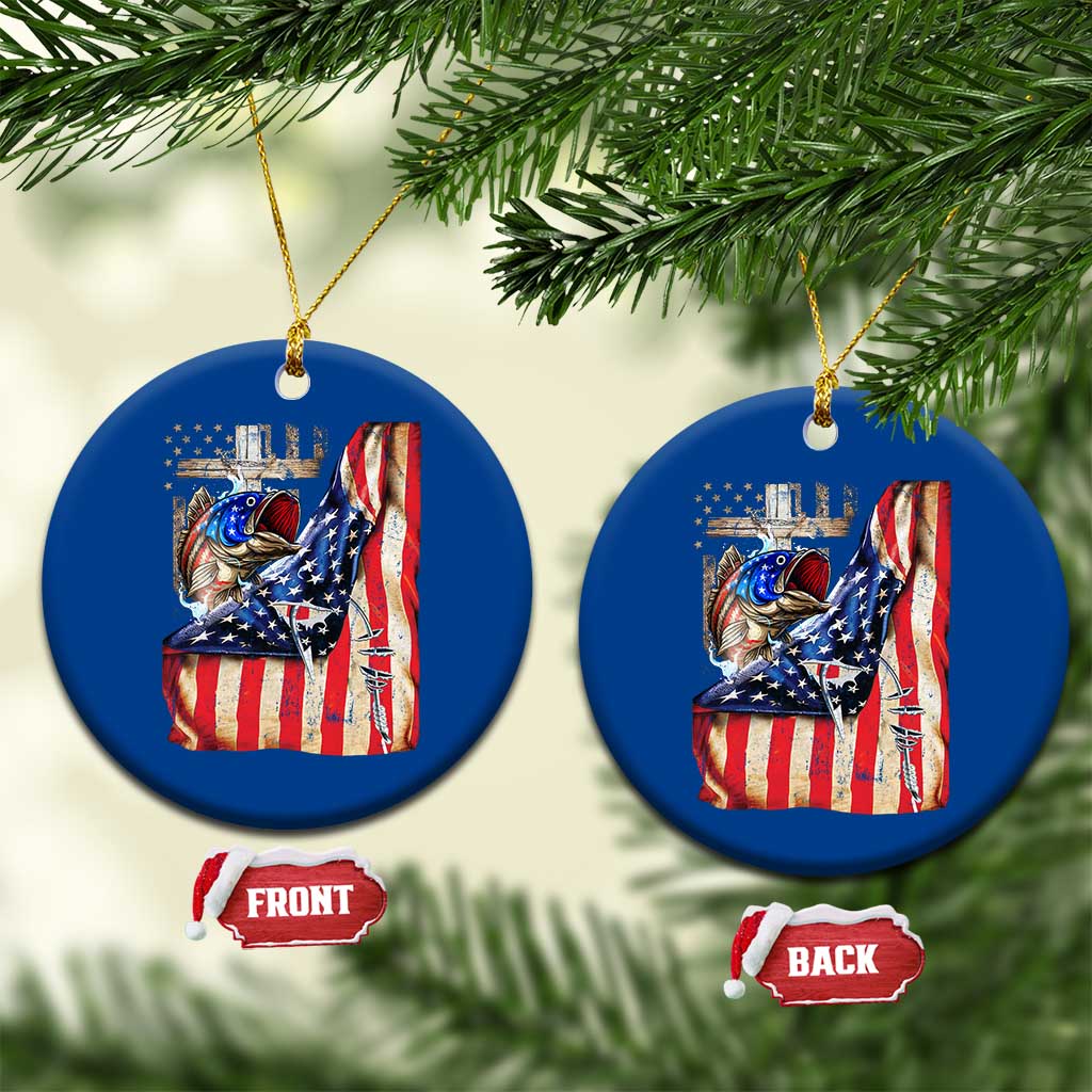 Fisherman Christian Fishing Vintage American Flag Ceramic Ornament TS11 1pc Blue Print Your Wear