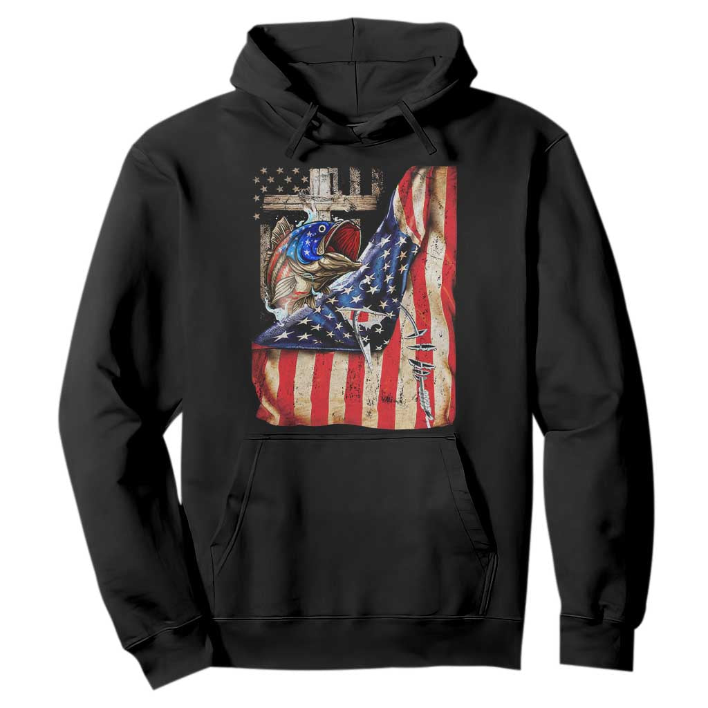 Fisherman Christian Fishing Vintage American Flag Hoodie TS11 Black Print Your Wear