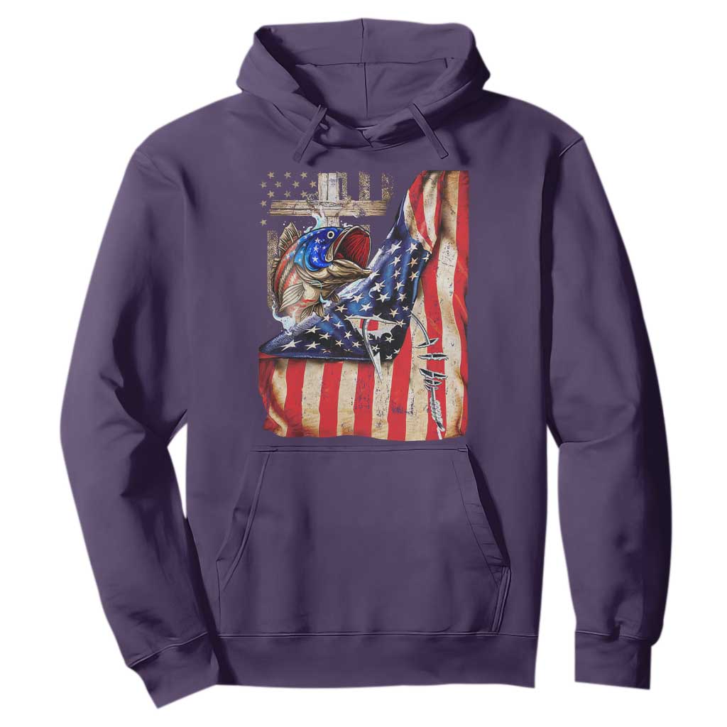 Fisherman Christian Fishing Vintage American Flag Hoodie TS11 Purple Print Your Wear