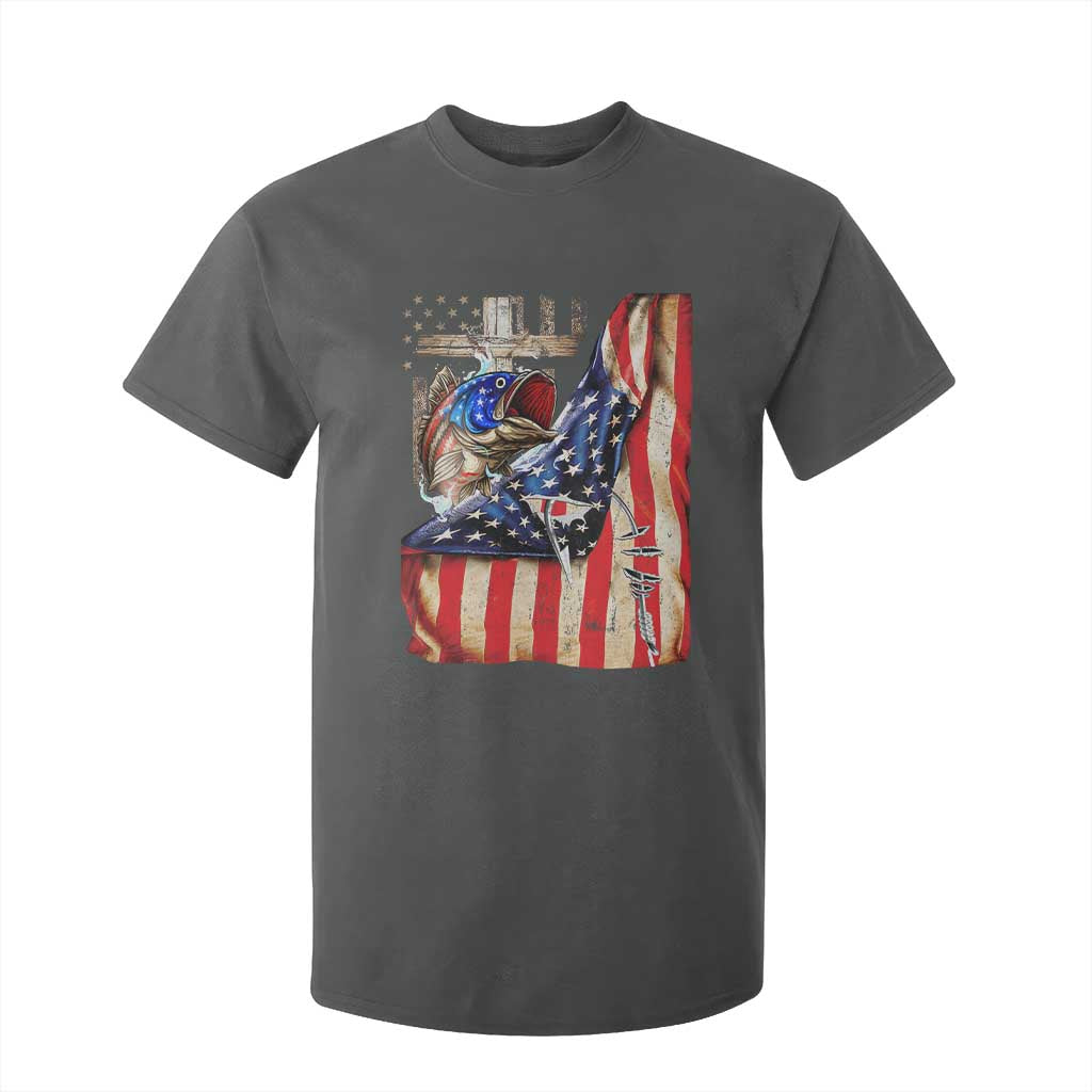 Fisherman Christian Fishing Vintage American Flag T Shirt For Kid TS11 Dark Heather Print Your Wear