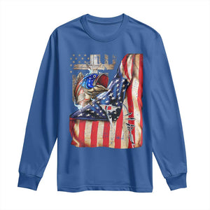 Fisherman Christian Fishing Vintage American Flag Long Sleeve Shirt TS11 Royal Blue Print Your Wear
