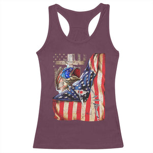 Fisherman Christian Fishing Vintage American Flag Racerback Tank Top TS11 Maroon Print Your Wear