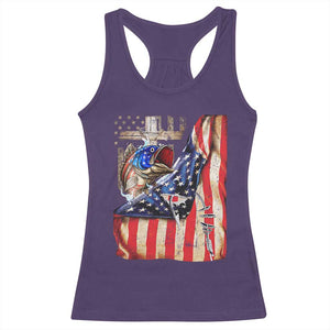 Fisherman Christian Fishing Vintage American Flag Racerback Tank Top TS11 Purple Print Your Wear