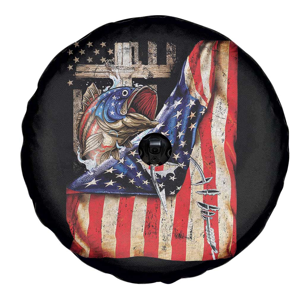 Fisherman Christian Fishing Vintage American Flag Spare Tire Cover TS11 Print Your Wear