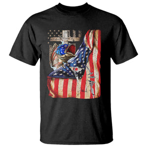 Fisherman Christian Fishing Vintage American Flag T Shirt TS11 Black Print Your Wear