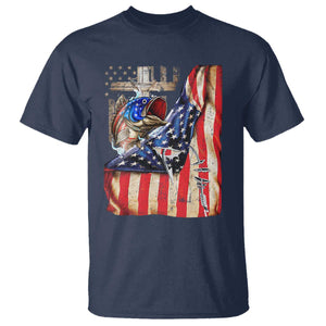 Fisherman Christian Fishing Vintage American Flag T Shirt TS11 Navy Print Your Wear