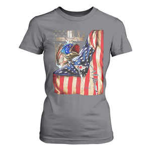 Fisherman Christian Fishing Vintage American Flag T Shirt For Women TS11 Charcoal Print Your Wear