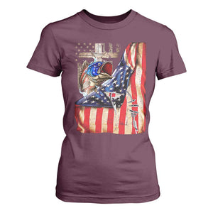 Fisherman Christian Fishing Vintage American Flag T Shirt For Women TS11 Maroon Print Your Wear