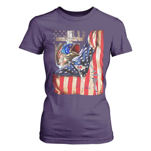 Fisherman Christian Fishing Vintage American Flag T Shirt For Women TS11 Purple Print Your Wear