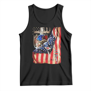 Fisherman Christian Fishing Vintage American Flag Tank Top TS11 Black Print Your Wear