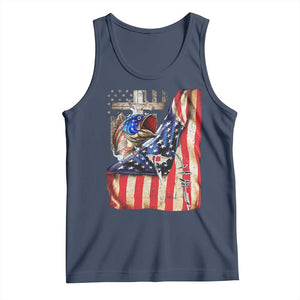 Fisherman Christian Fishing Vintage American Flag Tank Top TS11 Navy Print Your Wear