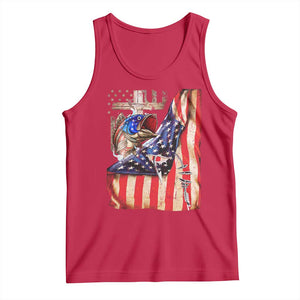 Fisherman Christian Fishing Vintage American Flag Tank Top TS11 Red Print Your Wear