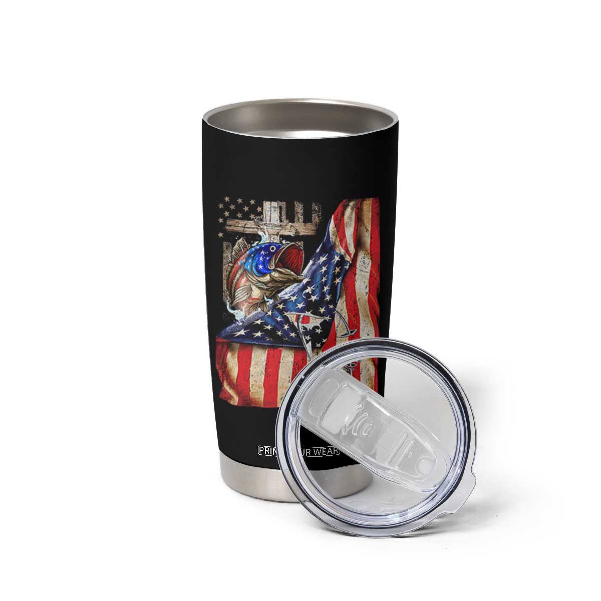 Fisherman Christian Fishing Vintage American Flag Tumbler Cup TS11 Print Your Wear