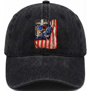 Fisherman Christian Fishing Vintage American Flag Washed Cotton Baseball Cap TS11 Print Your Wear