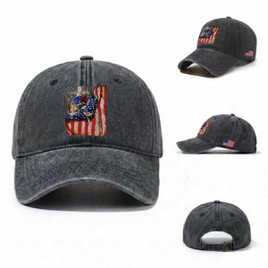 Fisherman Christian Fishing Vintage American Flag Washed Cotton Baseball Cap TS11 Washed Cap Universal Fit Dark Gray Print Your Wear