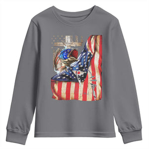 Fisherman Christian Fishing Vintage American Flag Youth Sweatshirt TS11 Charcoal Print Your Wear
