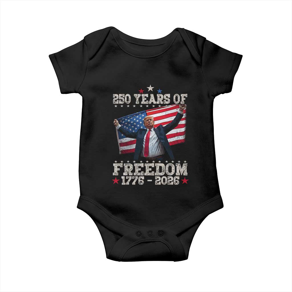 Trump 250th Anniversary Baby Onesie 250 Years Of Freedom Vintage USA Flag TS11 Black Print Your Wear