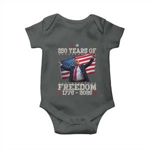 Trump 250th Anniversary Baby Onesie 250 Years Of Freedom Vintage USA Flag TS11 Dark Heather Print Your Wear