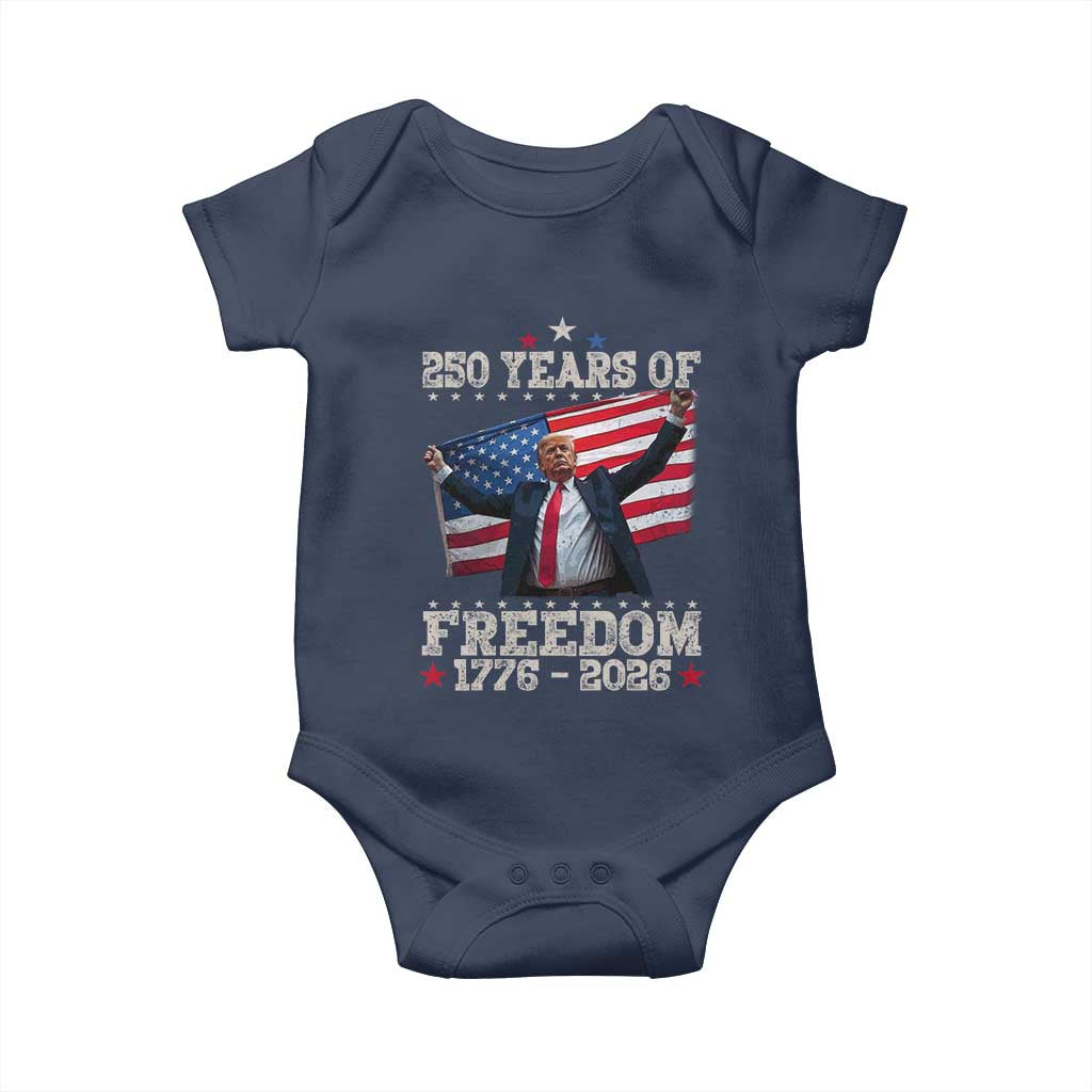 Trump 250th Anniversary Baby Onesie 250 Years Of Freedom Vintage USA Flag TS11 Navy Print Your Wear