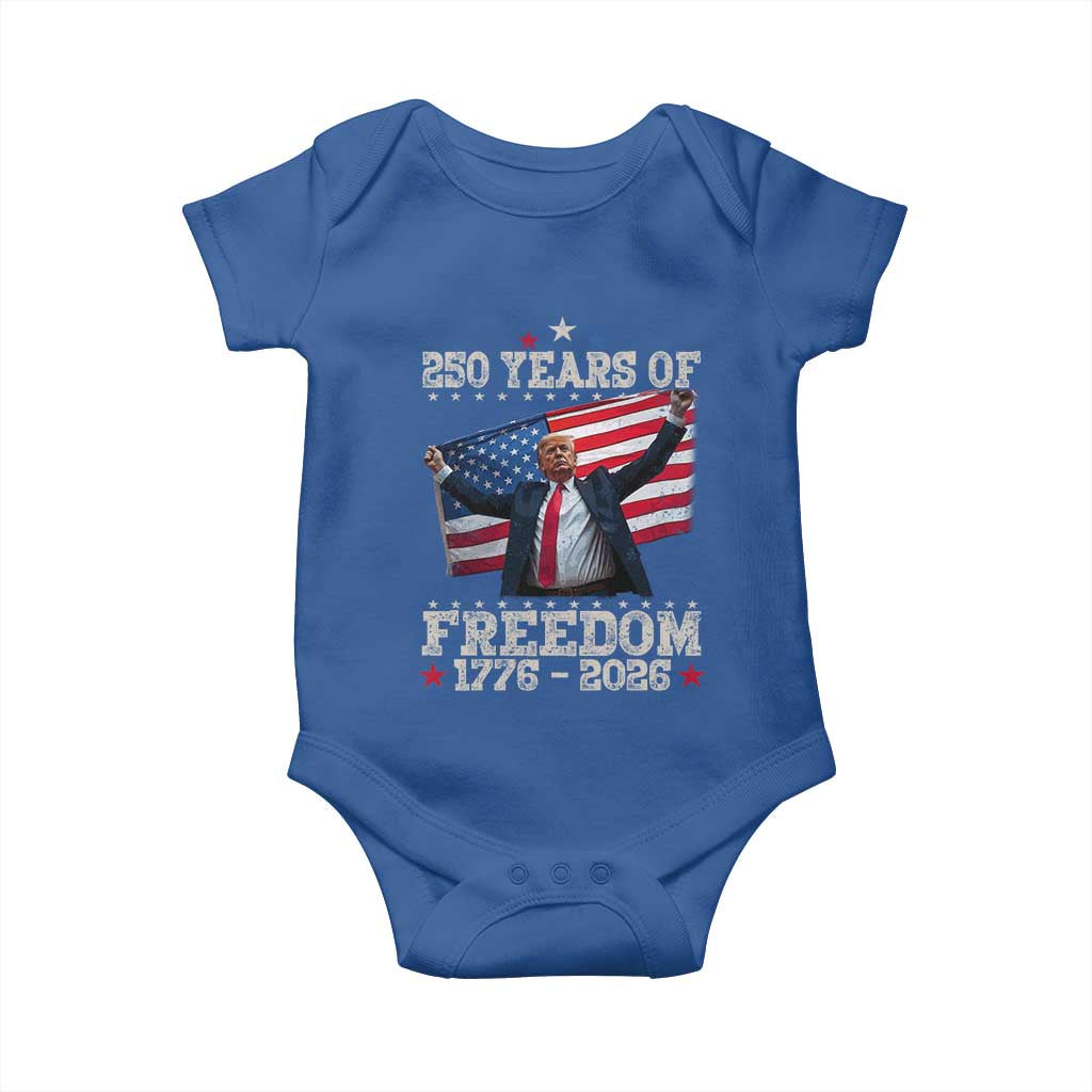 Trump 250th Anniversary Baby Onesie 250 Years Of Freedom Vintage USA Flag TS11 Royal Blue Print Your Wear