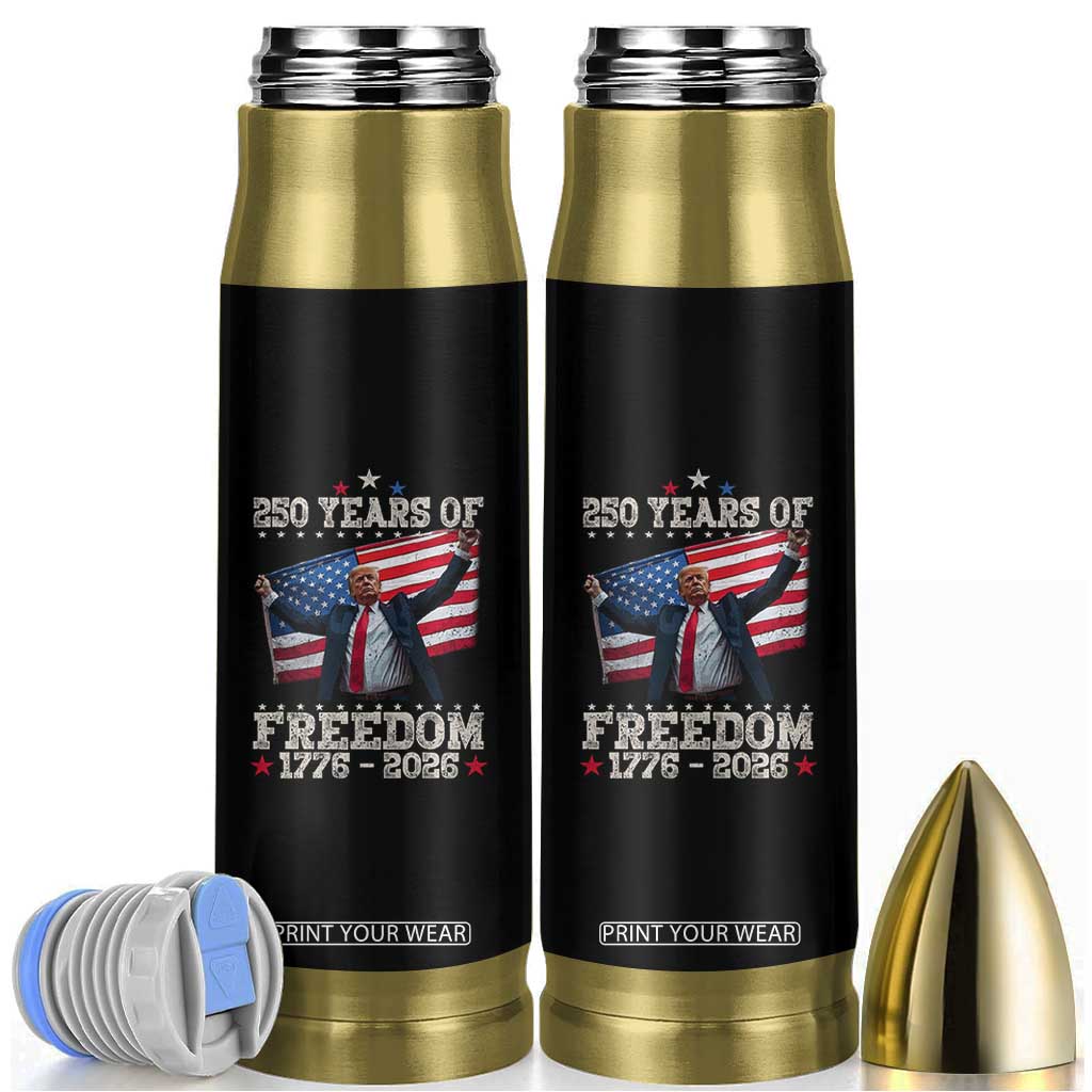 Trump 250th Anniversary Bullet Tumbler 250 Years Of Freedom Vintage USA Flag TS11 Black Print Your Wear
