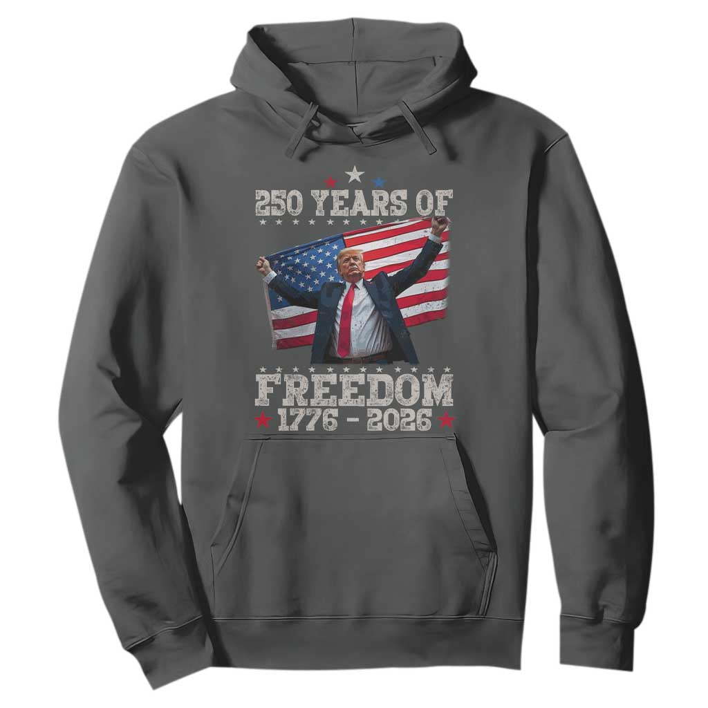 Trump 250th Anniversary Hoodie 250 Years Of Freedom Vintage USA Flag TS11 Dark Heather Print Your Wear