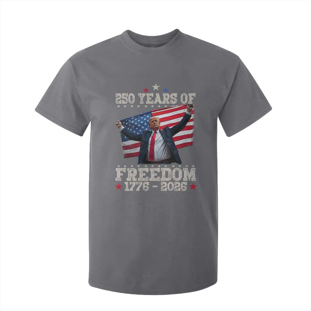 Trump 250th Anniversary T Shirt For Kid 250 Years Of Freedom Vintage USA Flag TS11 Charcoal Print Your Wear