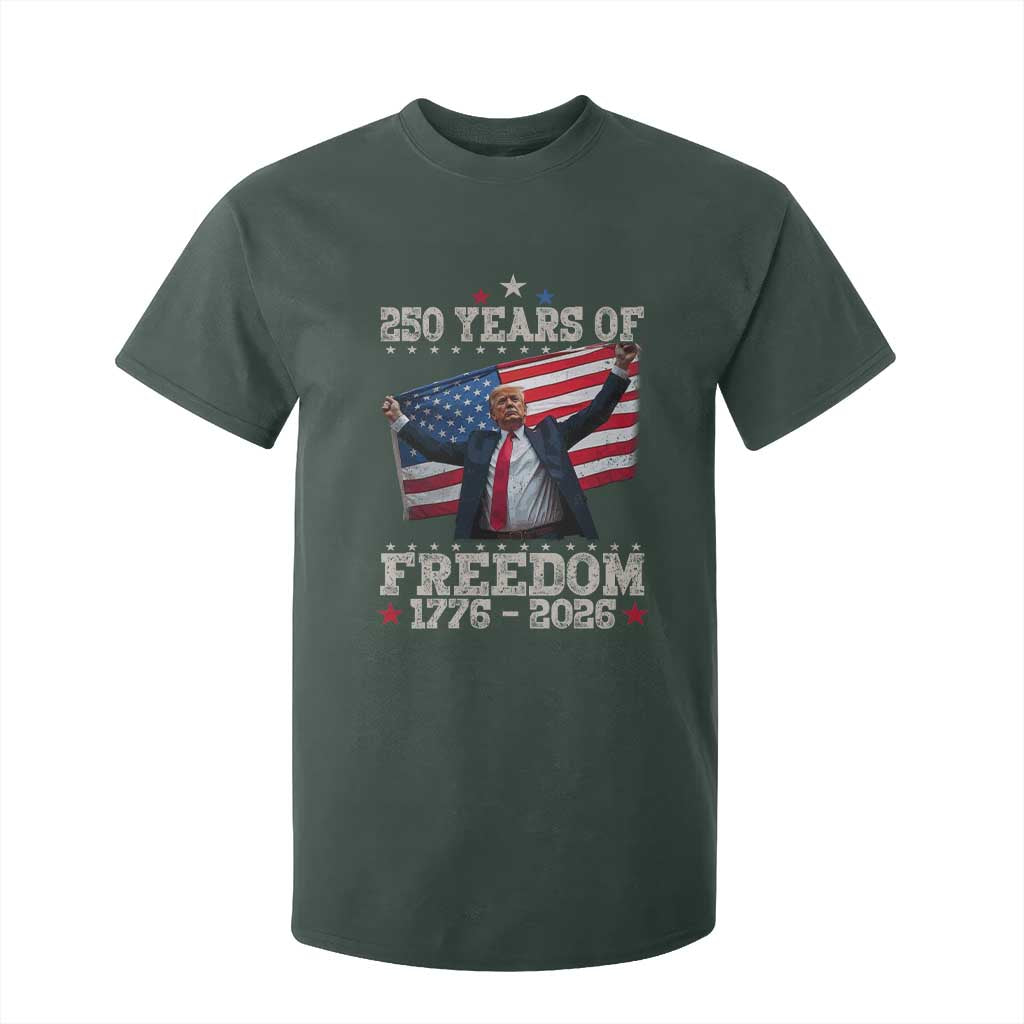 Trump 250th Anniversary T Shirt For Kid 250 Years Of Freedom Vintage USA Flag TS11 Dark Forest Green Print Your Wear