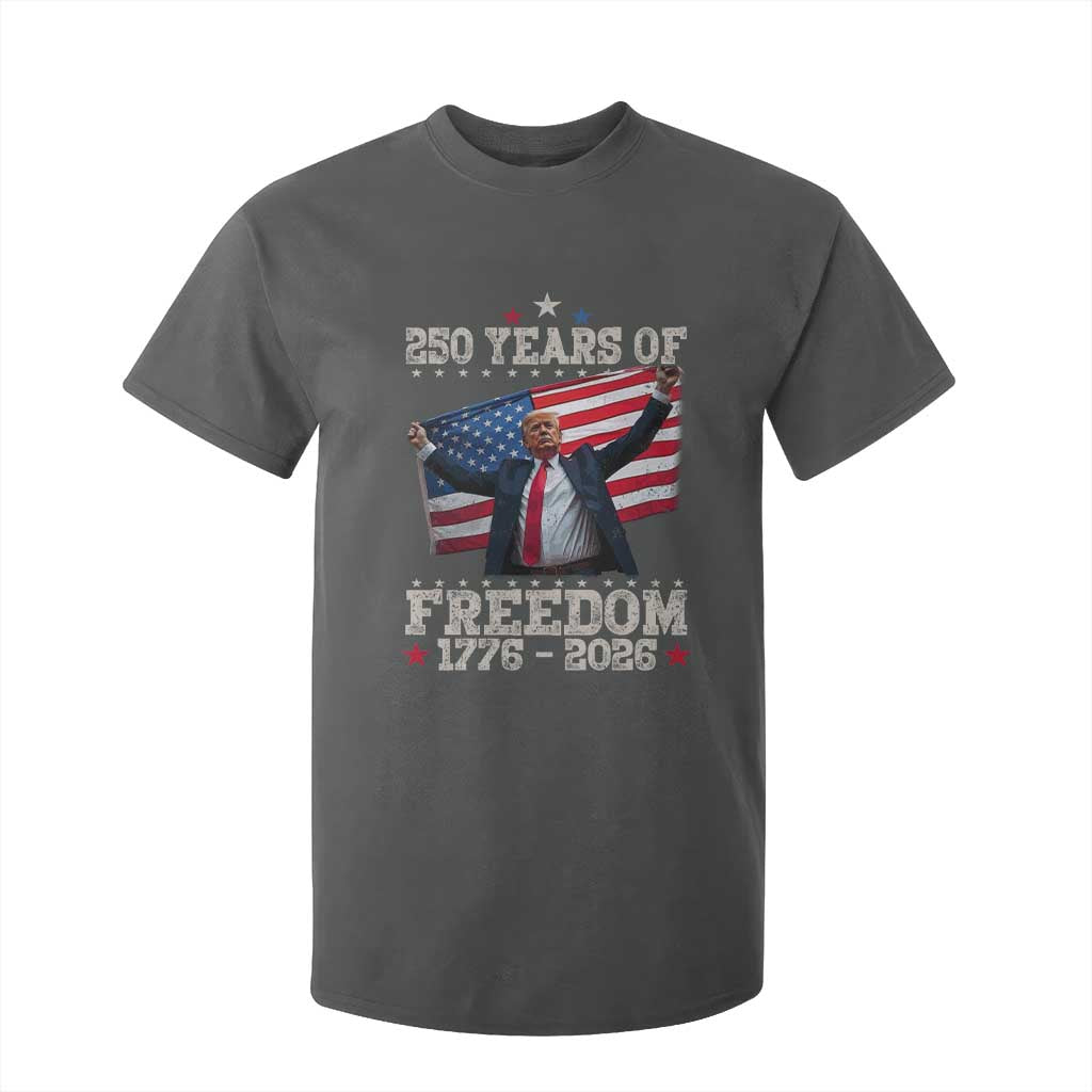 Trump 250th Anniversary T Shirt For Kid 250 Years Of Freedom Vintage USA Flag TS11 Dark Heather Print Your Wear