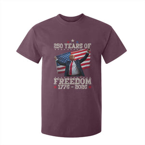 Trump 250th Anniversary T Shirt For Kid 250 Years Of Freedom Vintage USA Flag TS11 Maroon Print Your Wear