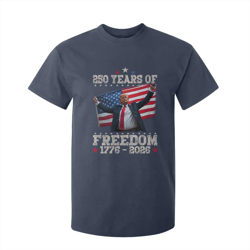 Trump 250th Anniversary T Shirt For Kid 250 Years Of Freedom Vintage USA Flag TS11 Navy Print Your Wear