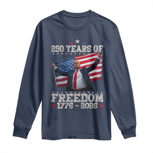 Trump 250th Anniversary Long Sleeve Shirt 250 Years Of Freedom Vintage USA Flag TS11 Navy Print Your Wear
