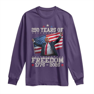 Trump 250th Anniversary Long Sleeve Shirt 250 Years Of Freedom Vintage USA Flag TS11 Purple Print Your Wear