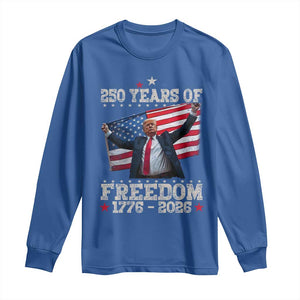 Trump 250th Anniversary Long Sleeve Shirt 250 Years Of Freedom Vintage USA Flag TS11 Royal Blue Print Your Wear
