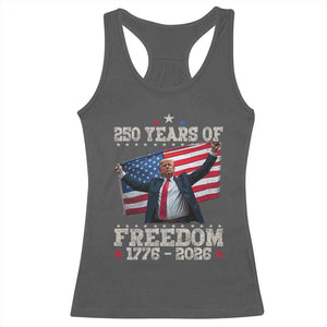 Trump 250th Anniversary Racerback Tank Top 250 Years Of Freedom Vintage USA Flag TS11 Dark Heather Print Your Wear