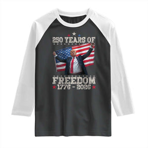 Trump 250th Anniversary Raglan Shirt 250 Years Of Freedom Vintage USA Flag TS11 Black White Print Your Wear