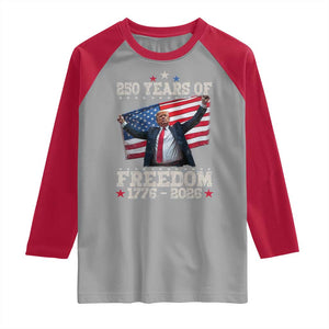 Trump 250th Anniversary Raglan Shirt 250 Years Of Freedom Vintage USA Flag TS11 Sport Gray Red Print Your Wear