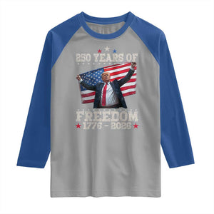 Trump 250th Anniversary Raglan Shirt 250 Years Of Freedom Vintage USA Flag TS11 Sport Gray Royal Print Your Wear