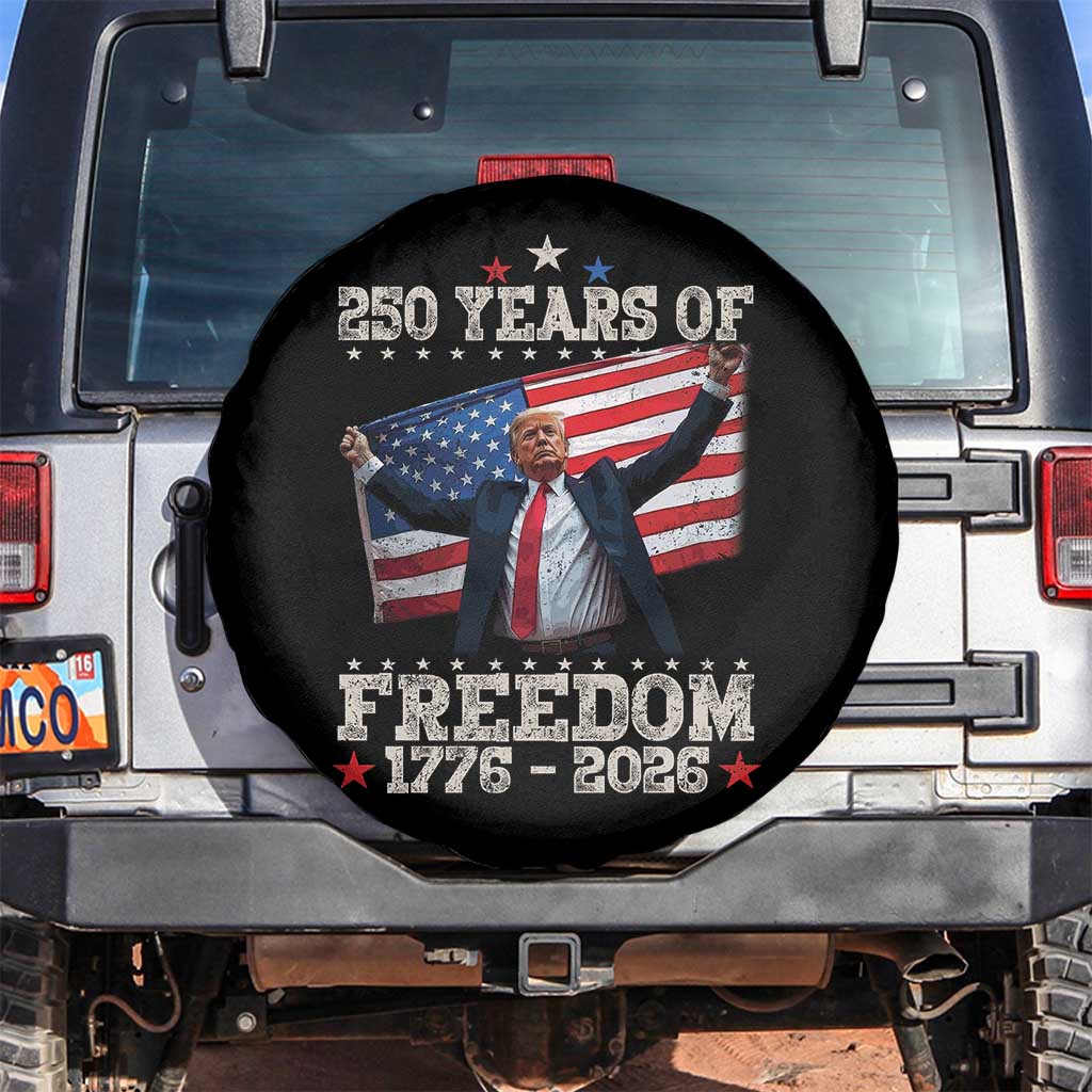 Trump 250th Anniversary Spare Tire Cover 250 Years Of Freedom Vintage USA Flag TS11 No hole Black Print Your Wear