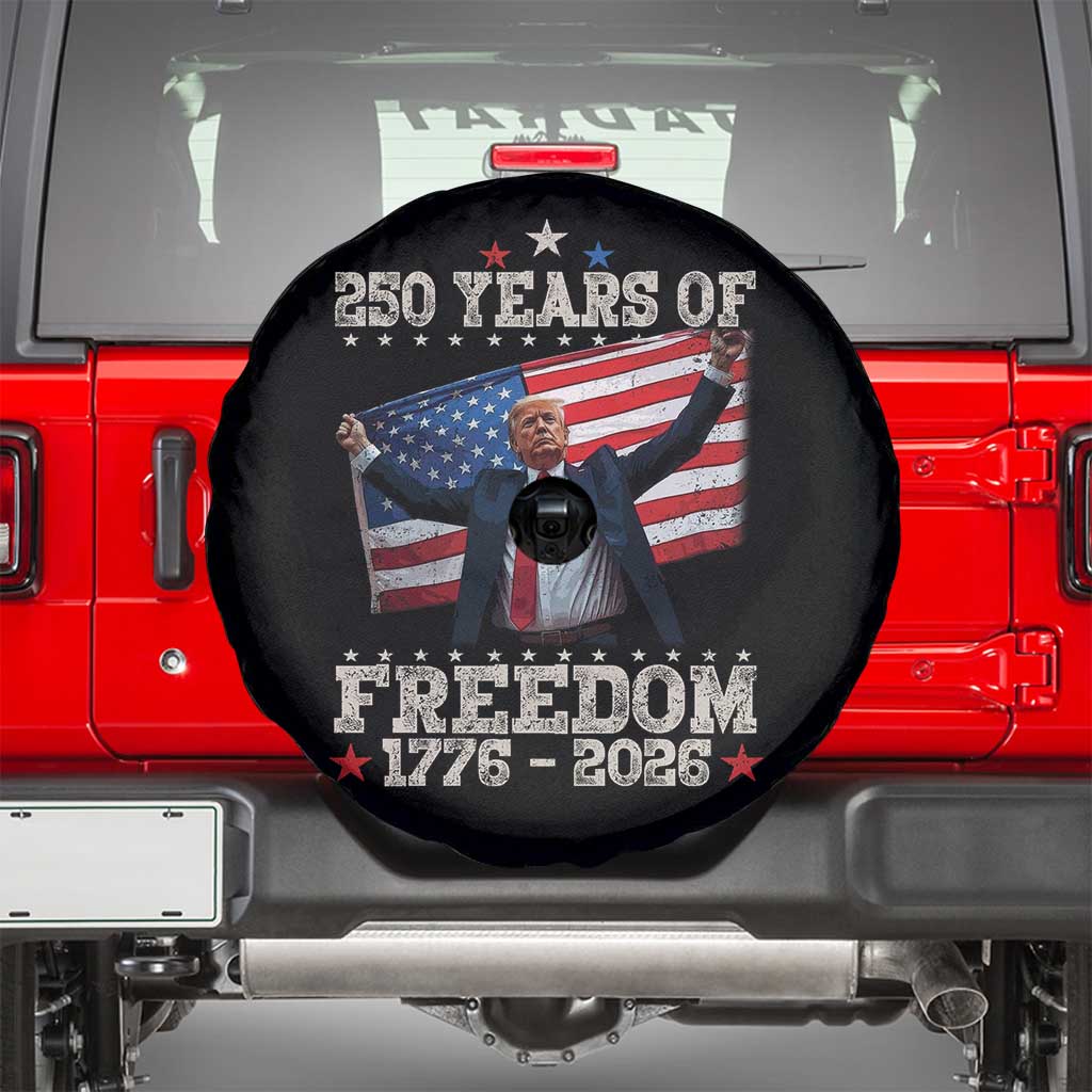 Trump 250th Anniversary Spare Tire Cover 250 Years Of Freedom Vintage USA Flag TS11 Black Print Your Wear