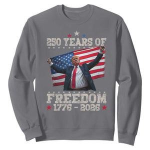 Trump 250th Anniversary Sweatshirt 250 Years Of Freedom Vintage USA Flag TS11 Charcoal Print Your Wear