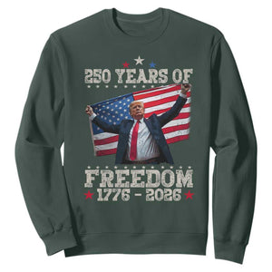 Trump 250th Anniversary Sweatshirt 250 Years Of Freedom Vintage USA Flag TS11 Dark Forest Green Print Your Wear