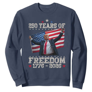Trump 250th Anniversary Sweatshirt 250 Years Of Freedom Vintage USA Flag TS11 Navy Print Your Wear