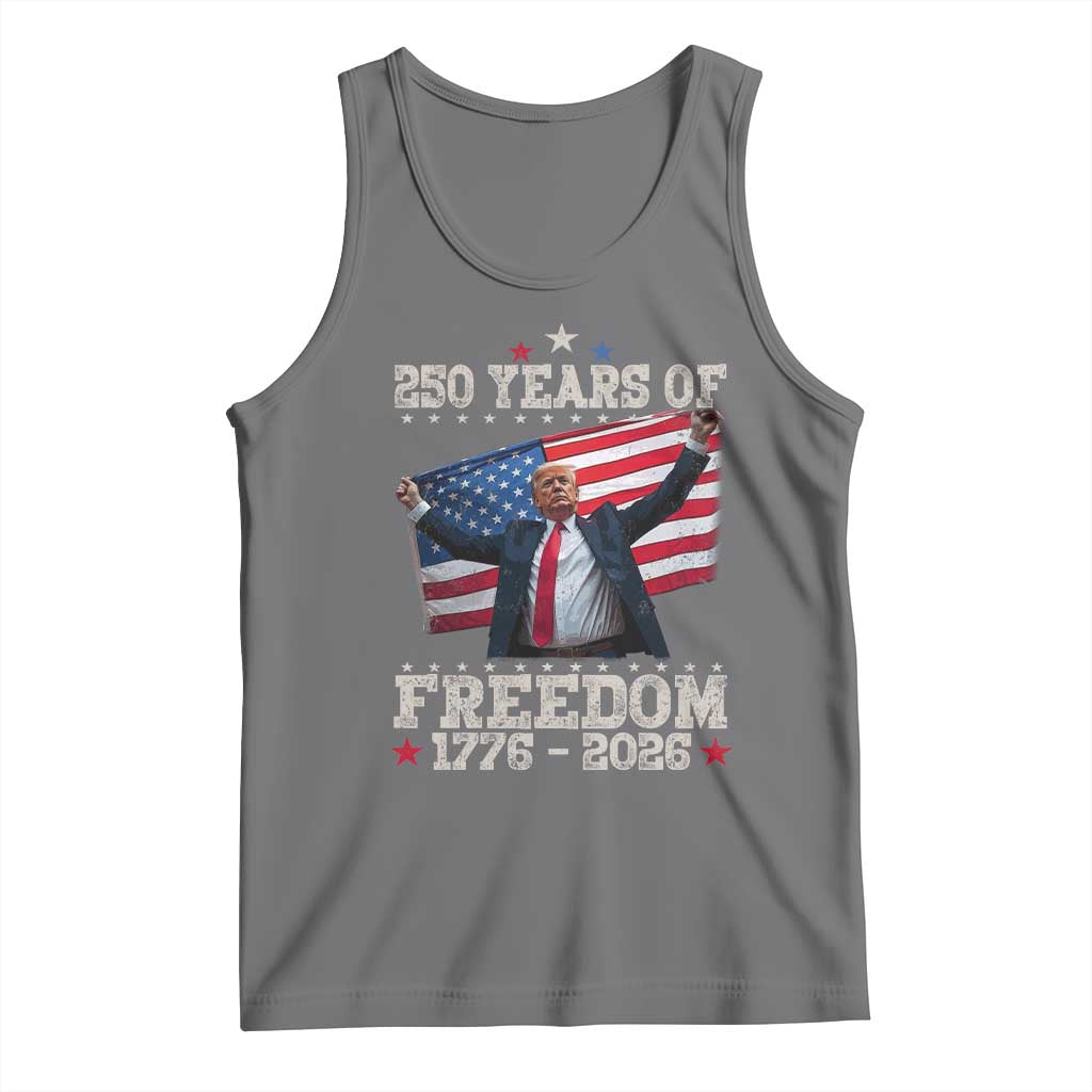 Trump 250th Anniversary Tank Top 250 Years Of Freedom Vintage USA Flag TS11 Black Heather Print Your Wear